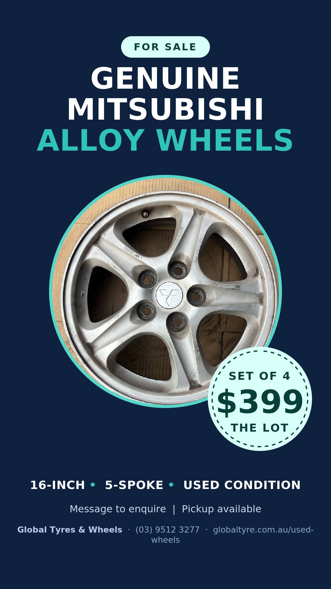 Mitsubishi 16" Genuine Alloy Wheel — used alloy wheels for sale in Springvale, Melbourne