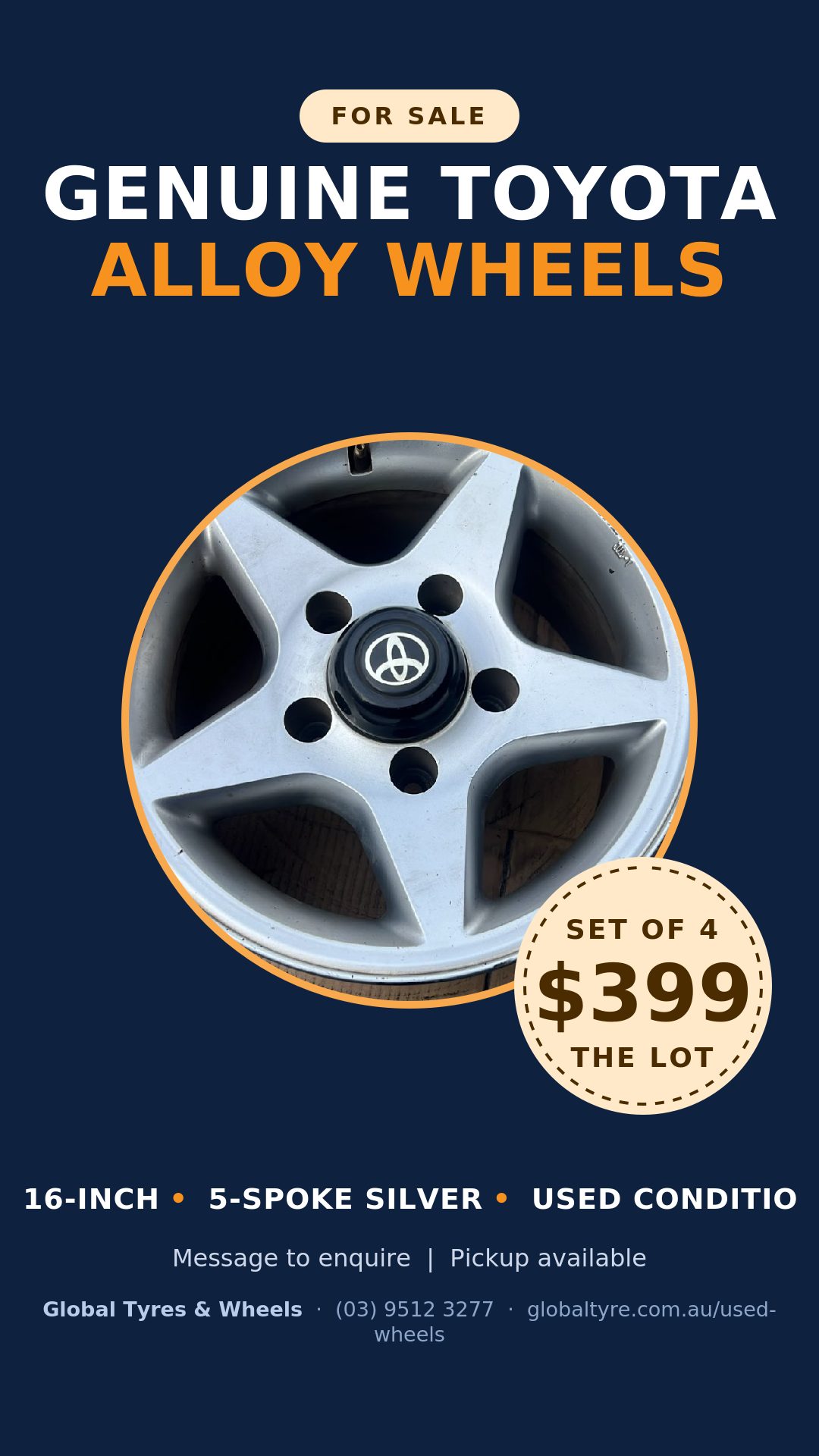 Toyota 16" Genuine Alloy Wheel — used alloy wheels for sale in Springvale, Melbourne