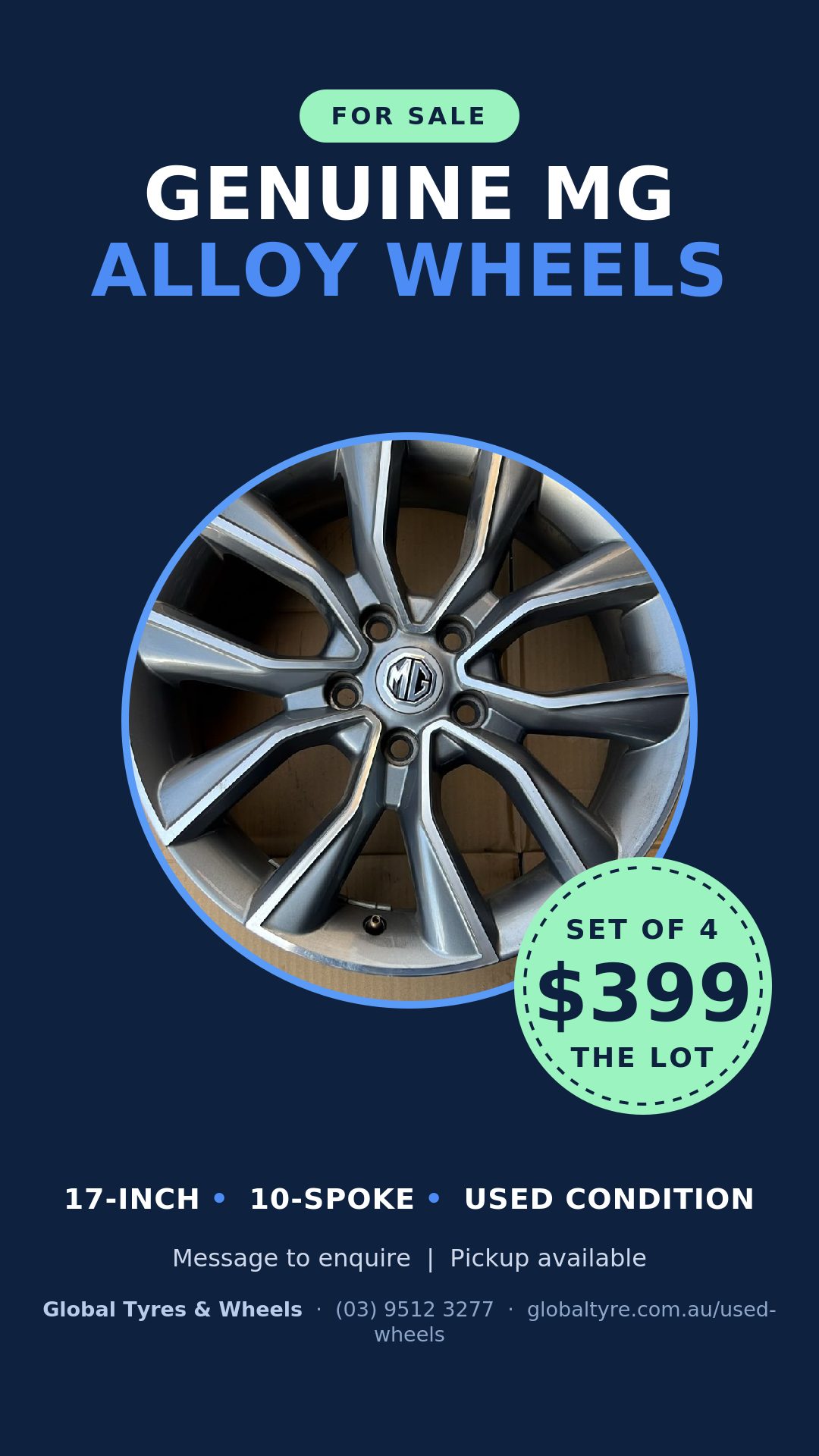 MG 17" Genuine Alloy Wheel — used alloy wheels for sale in Springvale, Melbourne