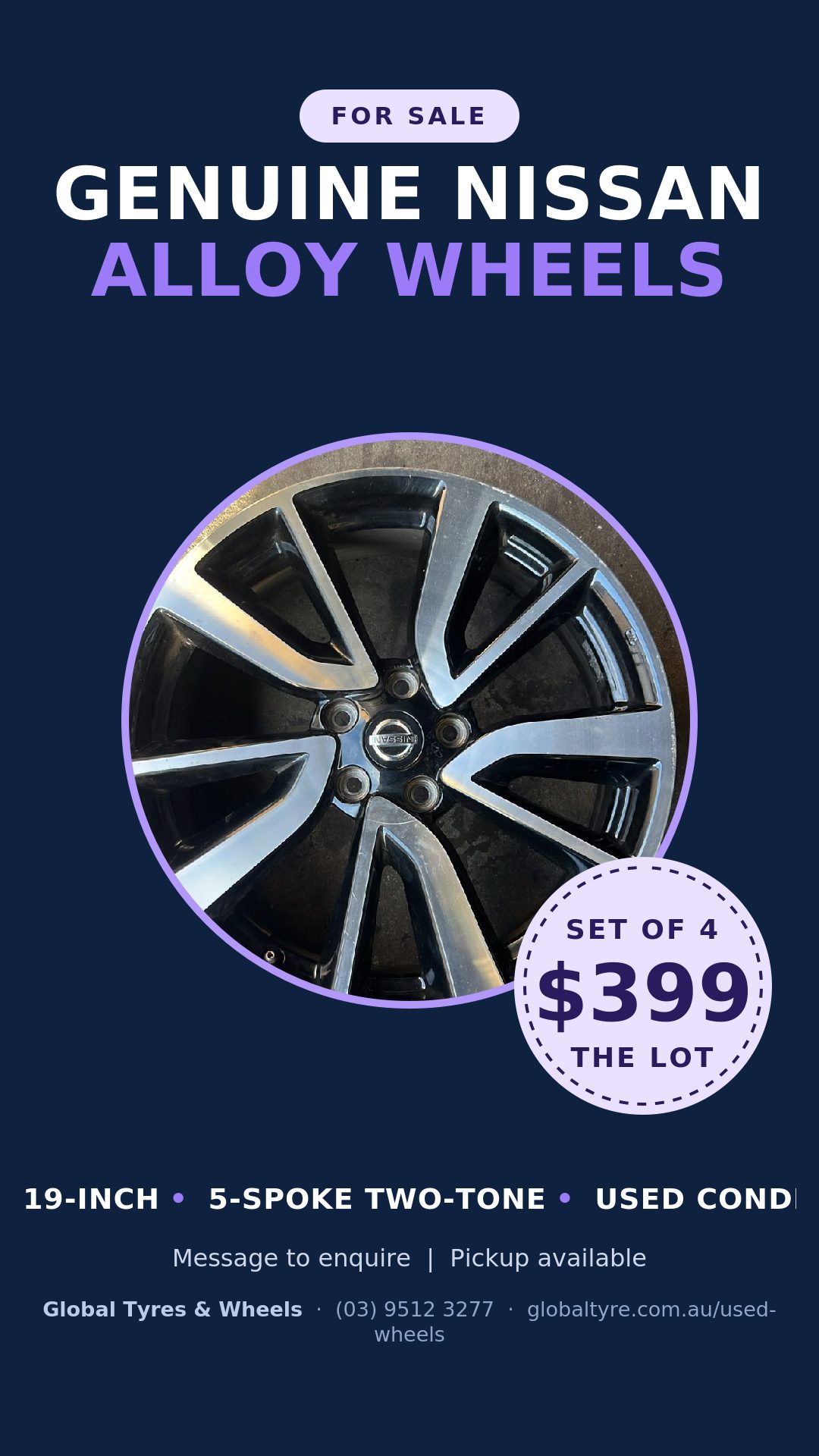 Nissan 19" Genuine Alloy Wheel — used alloy wheels for sale in Springvale, Melbourne