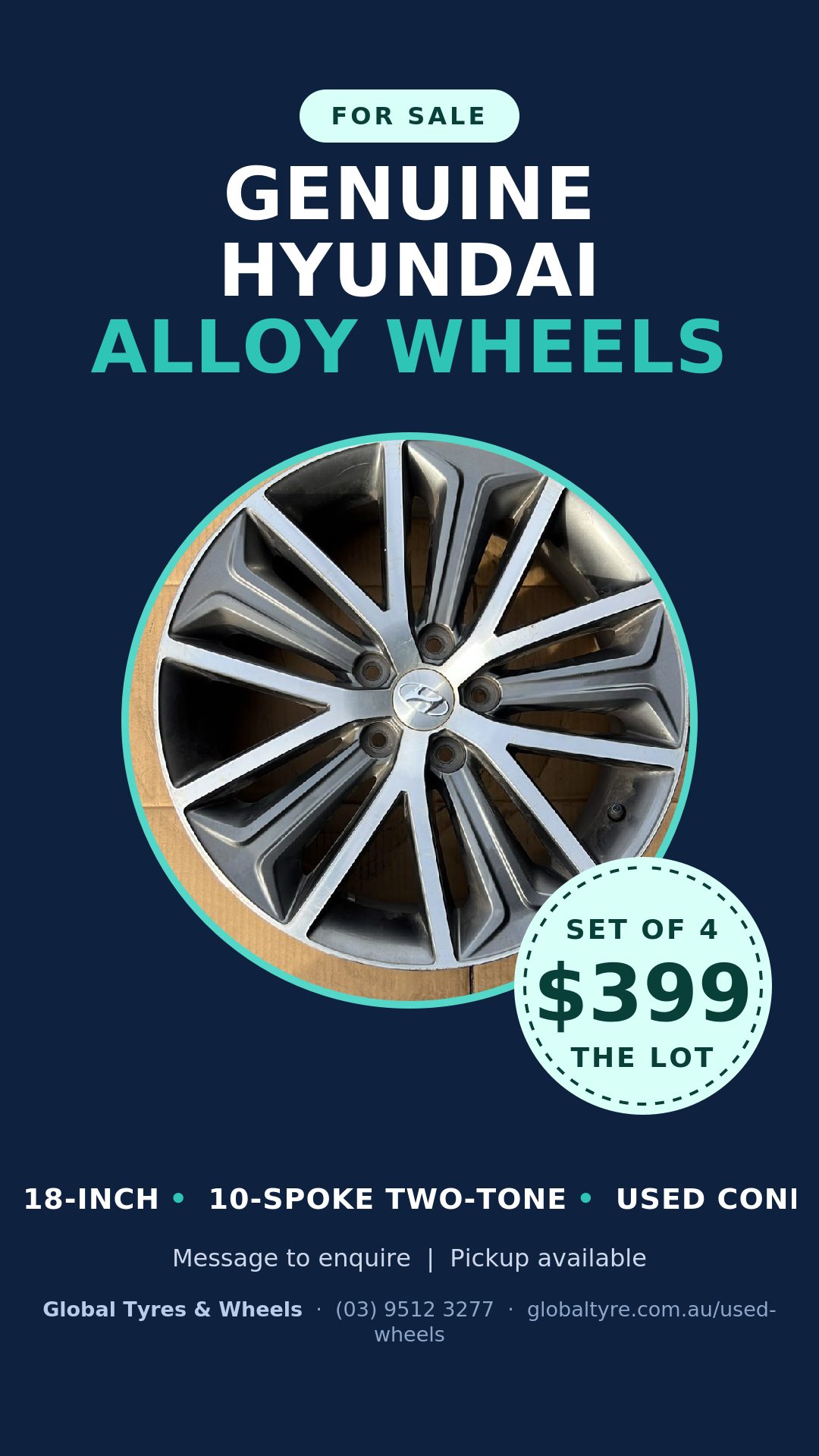 Hyundai Tucson 18" Genuine Alloy Wheel — used alloy wheels for sale in Springvale, Melbourne