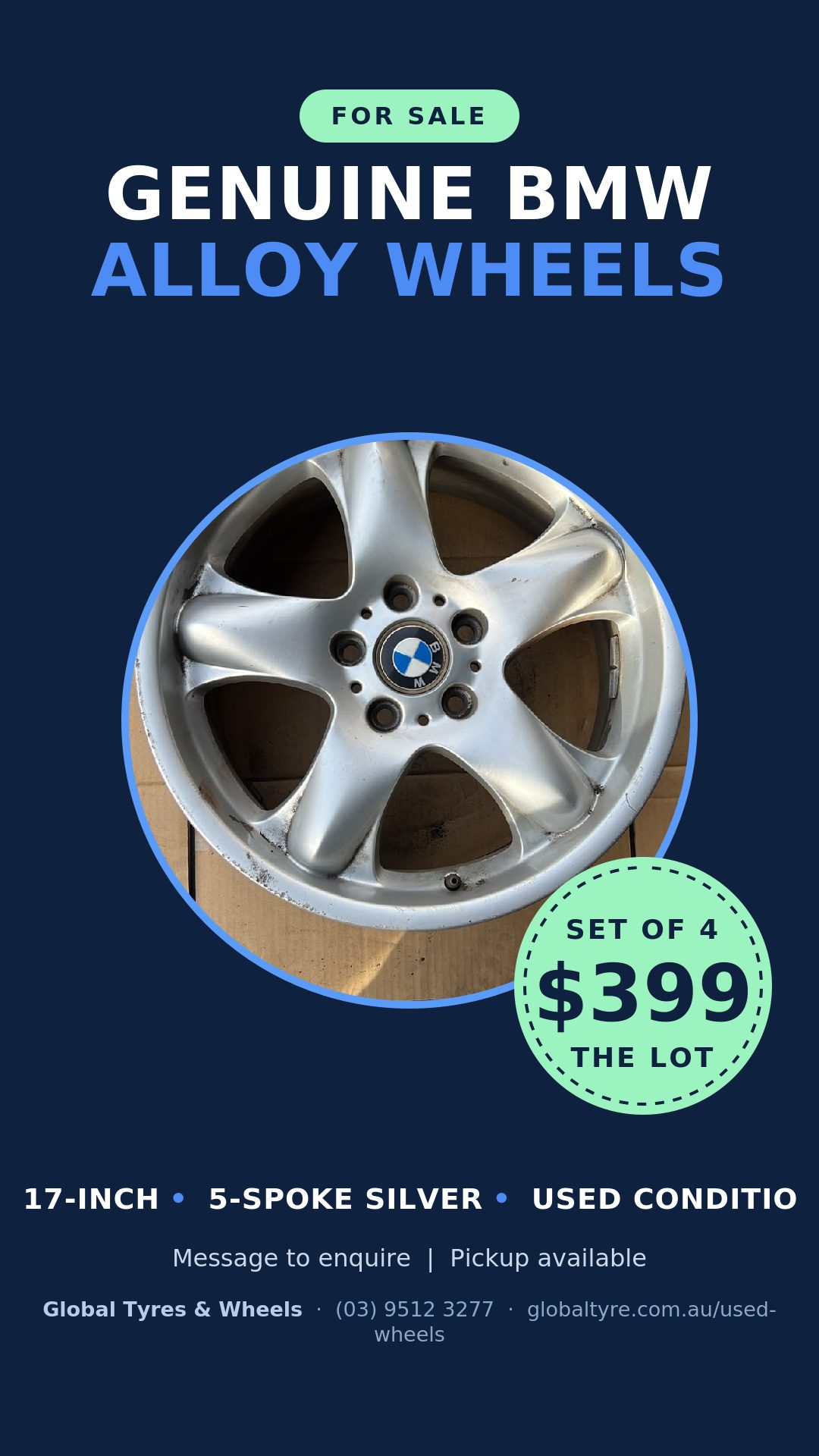 BMW 17" Genuine Alloy Wheel — used alloy wheels for sale in Springvale, Melbourne