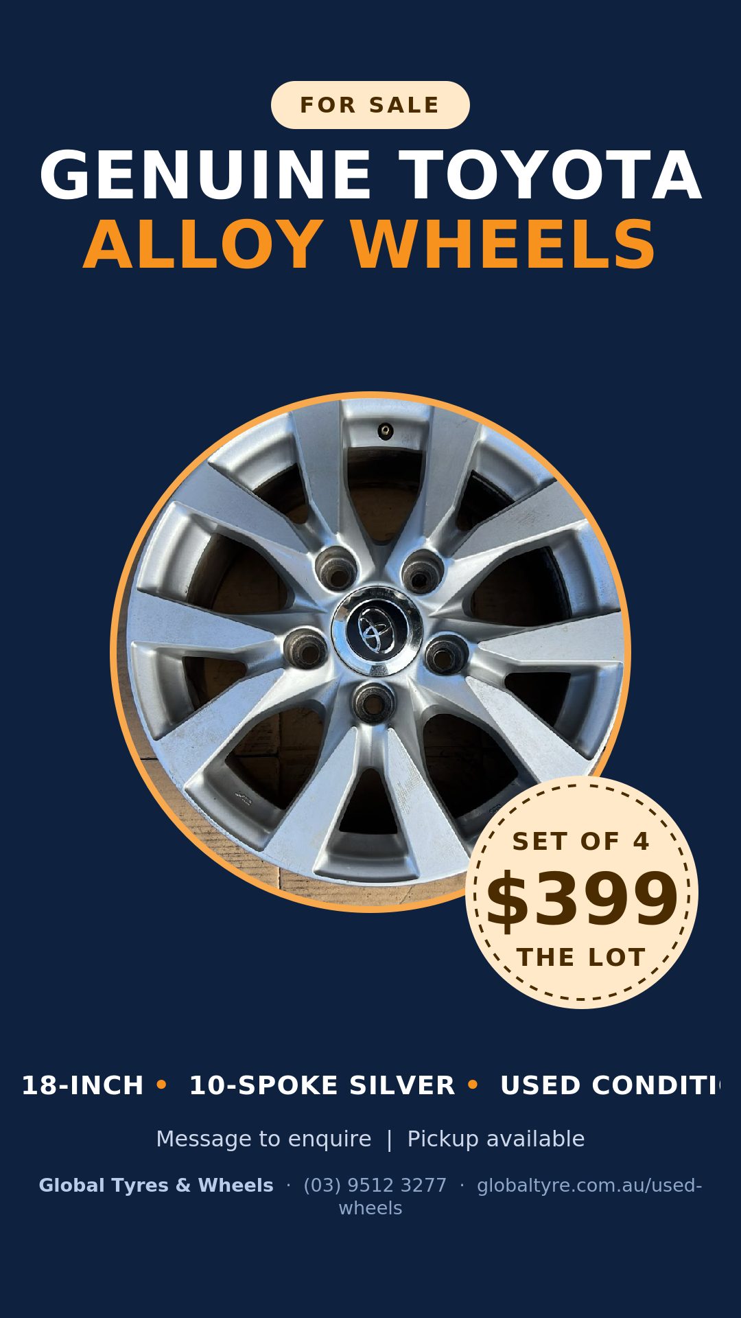 Toyota 18" Genuine Alloy Wheel — used alloy wheels for sale in Springvale, Melbourne