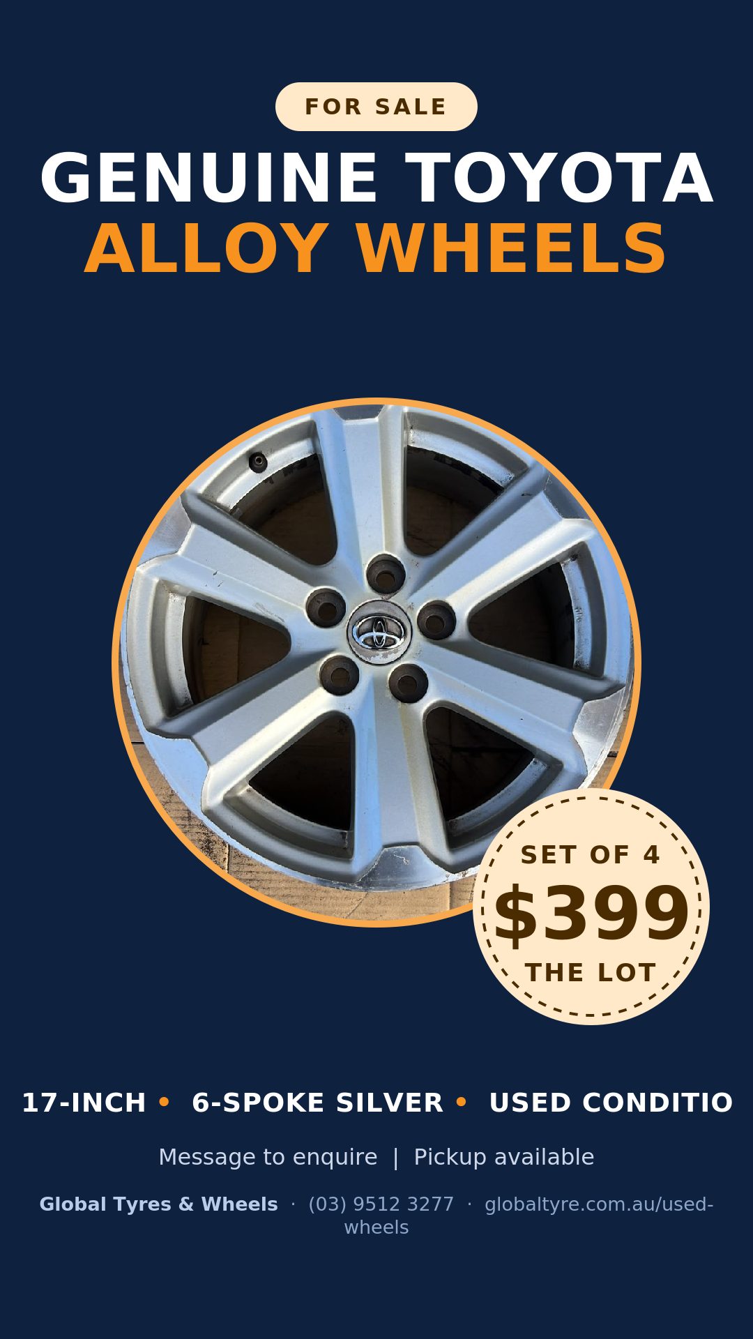 Toyota 17" Genuine Alloy Wheel — used alloy wheels for sale in Springvale, Melbourne